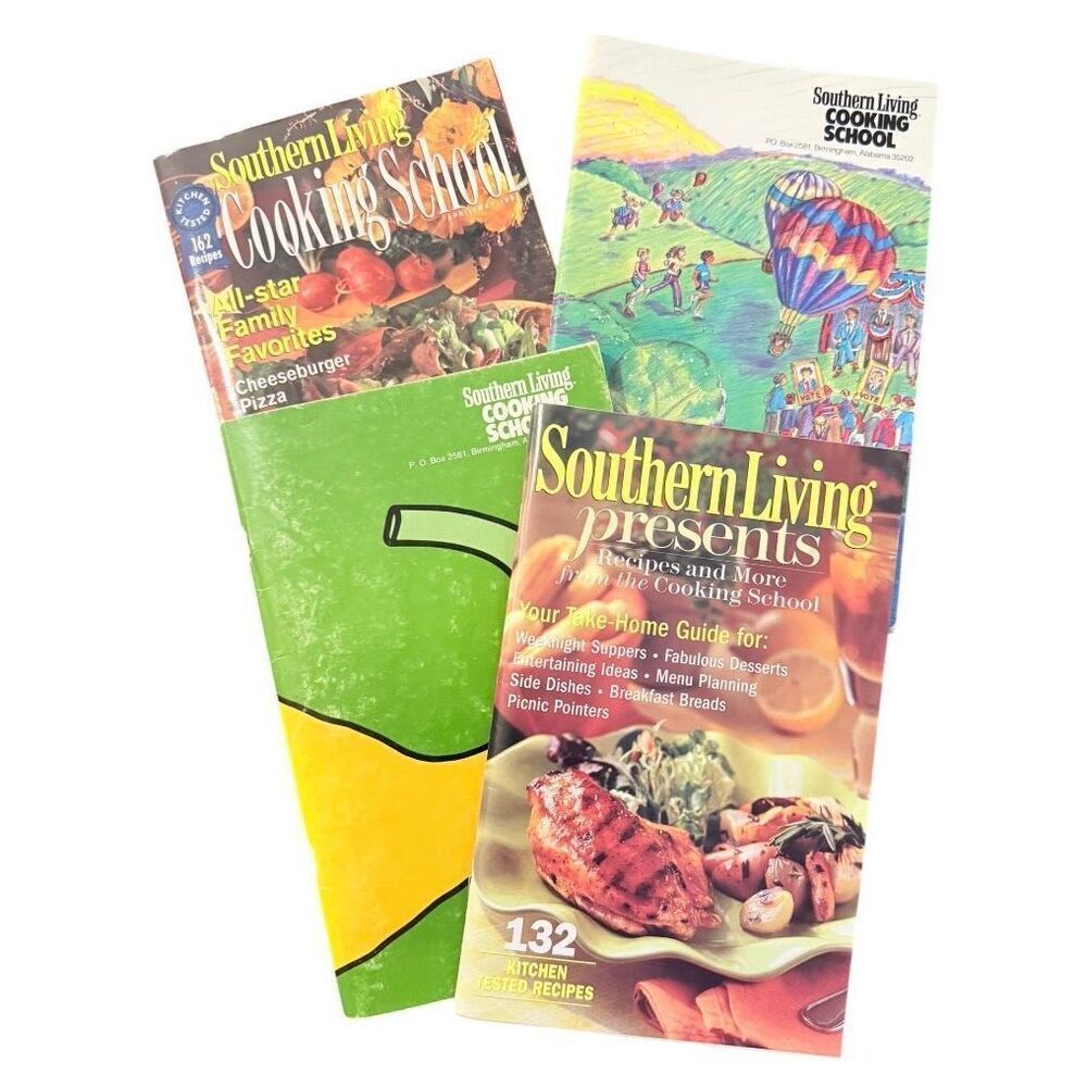Southern Living Cooking School Cookbooks Vintage Set of 4 Collectible